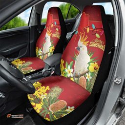 Australia Sulphur-crested Cockatoo Christmas Car Seat Cover Aussie Native Flowers Merry Xmas LT14