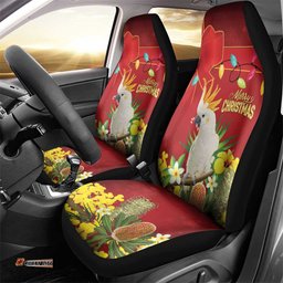 Australia Sulphur-crested Cockatoo Christmas Car Seat Cover Aussie Native Flowers Merry Xmas LT14