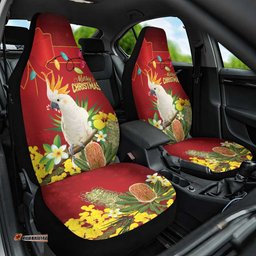 Australia Sulphur-crested Cockatoo Christmas Car Seat Cover Aussie Native Flowers Merry Xmas LT14