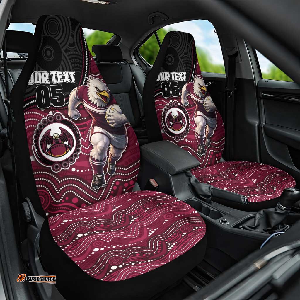 Custom Sea Eagles Car Seat Cover Bird Mascot With Aboriginal Indigenous DT05