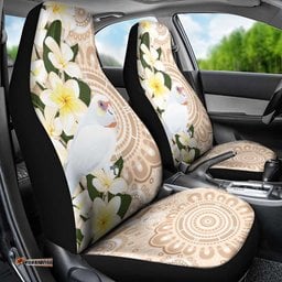 Australia Long-billed Corella Car Seat Cover Cacatua Tenuirostris Plumeria Aboriginal Art LT14