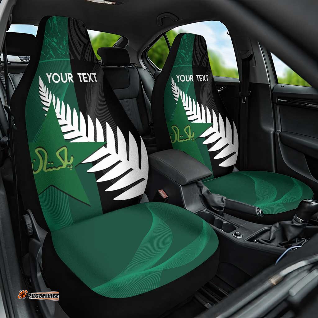 Custom New Zealand And Pakistan Cricket Car Seat Cover 2025 Black Cap Shaheens Together LT14