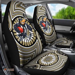 Collingwood Football Club Car Seat Cover Indigenous Monochrome Dot Art Mascot Style TS04