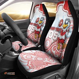 Custom Swans Football Car Seat Cover Aboriginal Dot Art Pattern DT05
