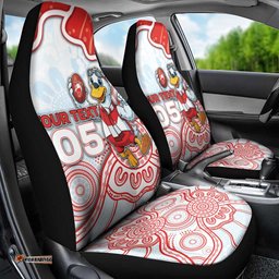 Custom Swans Football Car Seat Cover Aboriginal Dot Art Pattern DT05