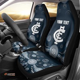 Custom Carlton Football Car Seat Cover Go Blues Aboriginal Art LT14