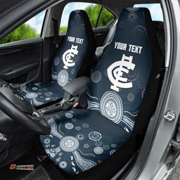 Custom Carlton Football Car Seat Cover Go Blues Aboriginal Art LT14