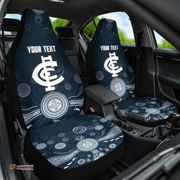 Custom Carlton Football Car Seat Cover Go Blues Aboriginal Art LT14
