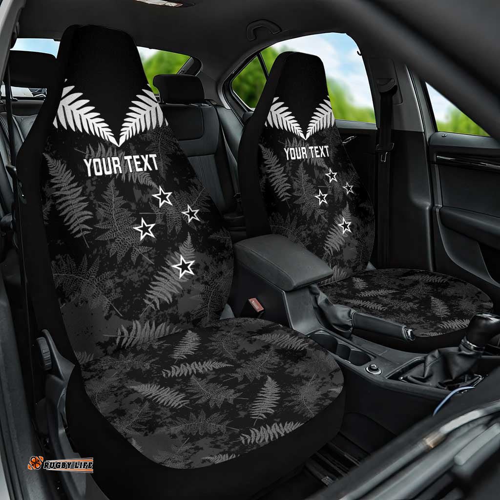 Custom New Zealand Silver Fern Football Car Seat Cover Go Aotearoa Grunge Black LT14