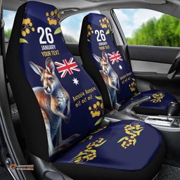 Blue Kangaroo and Golden Wattle Personalised Car Seat Cover Happy Australia Day 6 January LT9
