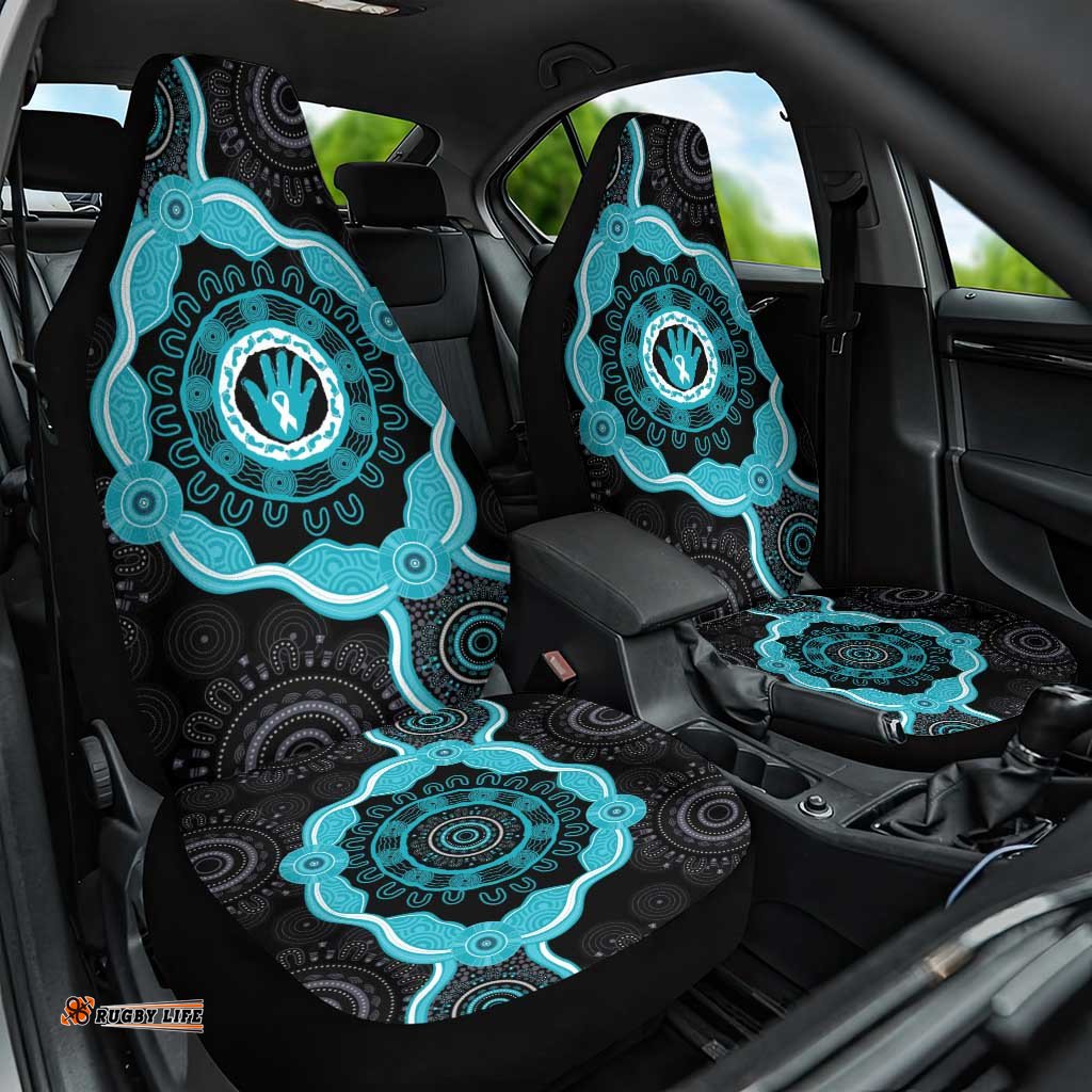 Australia Ovarian Cancer Awareness Car Seat Cover Brave Strong Teal Ribbon Aboriginal Art LT14