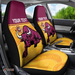Custom Australia Queensland Cricket Car Seat Cover Go Bulls - Aboriginal Art LT14