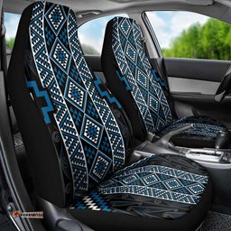 Azure Tukutuku Pattern Aotearoa Car Seat Cover Niho Taniwha and Puhoro Motifs LT7