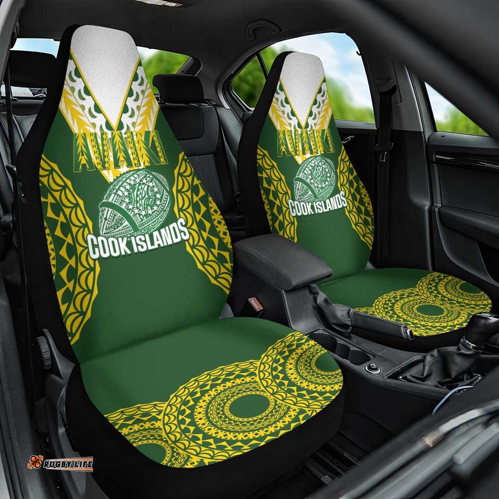 Avaiki Cook Islands Rugby Car Seat Cover Kuki Airani Tatau Green LT14