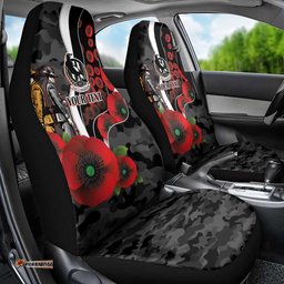 Collingwood Magpies ANZAC Personalised Car Seat Cover Lest We Forget Poppy Camo LT9