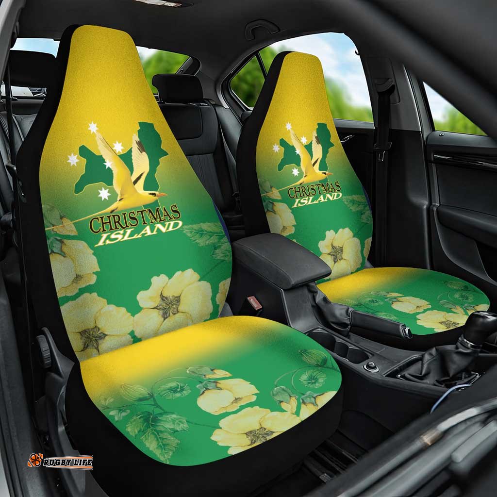 Australia Christmas Island Car Seat Cover Golden Bosun Abutilon listeri With Map LT14