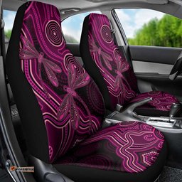 Australia Breast Cancer Awareness Car Seat Cover Pink Dragonflies Aboriginal Art LT14