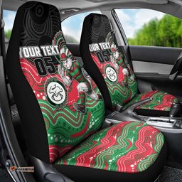 Custom Rabbitohs Car Seat Cover Rabbit Mascot With Aboriginal Indigenous DT05
