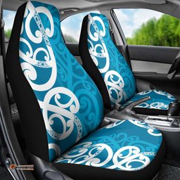 Azure Blue Maori Car Seat Cover Koru Kowhaiwhai LT7