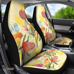 Birds and Floral Aussie Lorikeet Car Seat Cover Pastel Yellow LT7