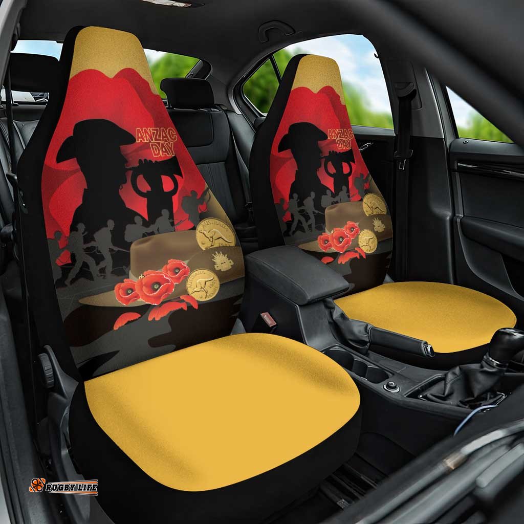 Australia Two-up Pennies ANZAC Day Car Seat Cover Slouch Hat Last Post With Poppy LT14