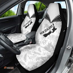 Custom New Zealand Silver Fern Football Car Seat Cover Go Aotearoa Grunge White LT14