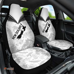 Custom New Zealand Silver Fern Football Car Seat Cover Go Aotearoa Grunge White LT14
