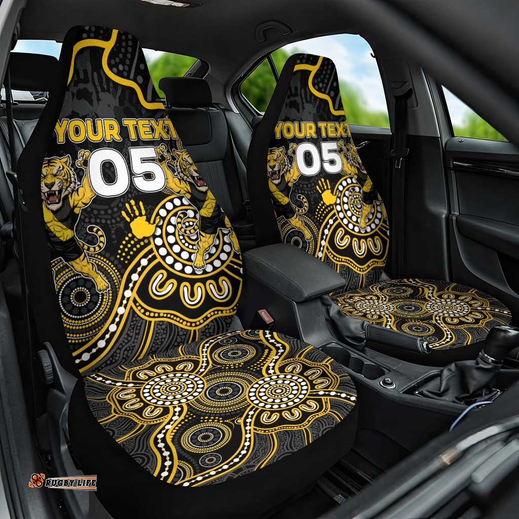 Custom Richmond Football Car Seat Cover Aboriginal Dot Art Pattern DT05