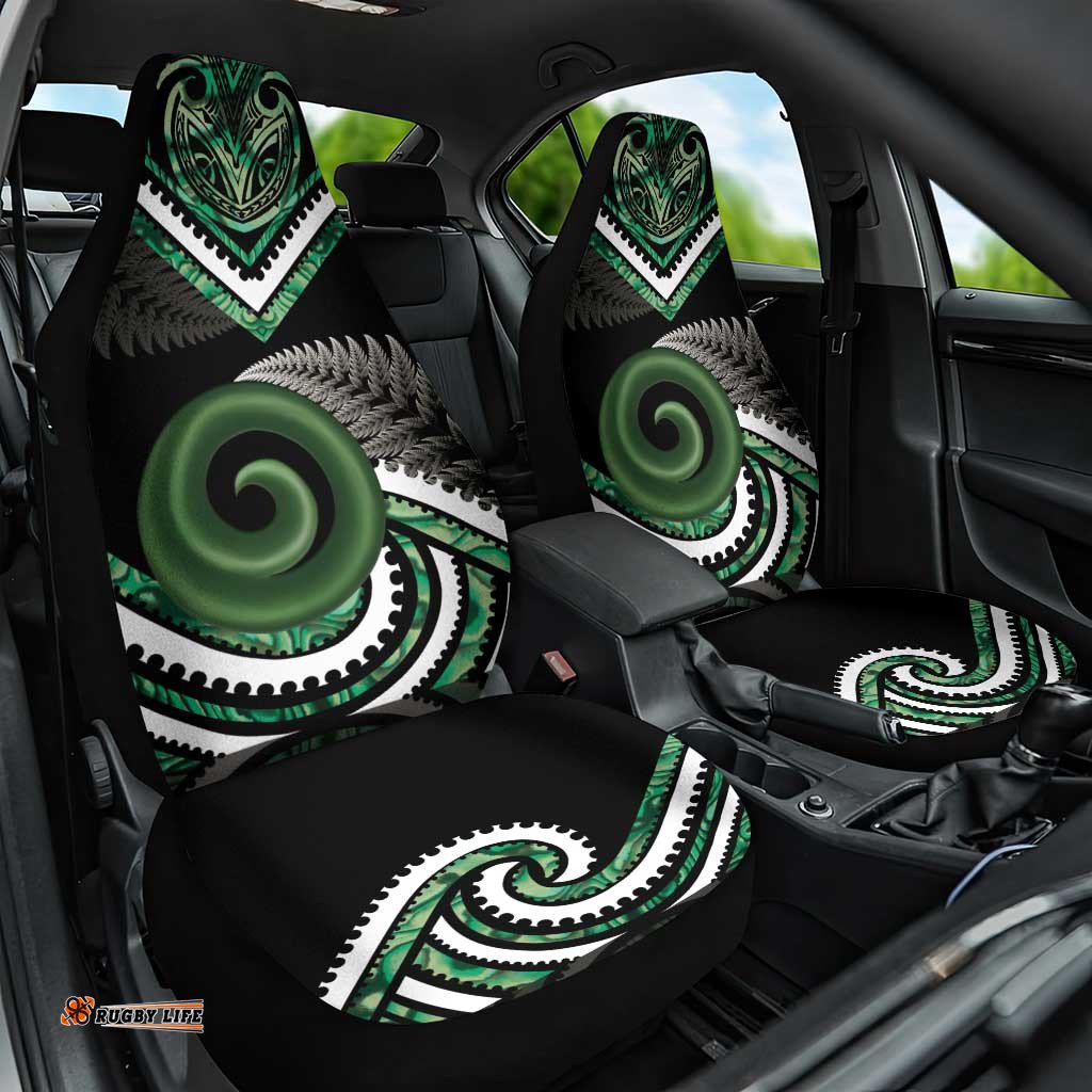 Koru Pounamu Aotearoa Car Seat Cover Maori Paua Shell Mix Silver Fern LT14