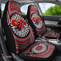 Essendon Football Club Car Seat Cover Indigenous Monochrome Dot Art Mascot Style TS04