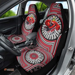 Essendon Football Club Car Seat Cover Indigenous Monochrome Dot Art Mascot Style TS04