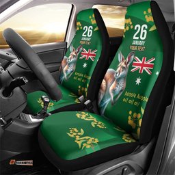 Green Kangaroo and Golden Wattle Personalised Car Seat Cover Happy Australia Day 6 January LT9