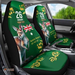 Green Kangaroo and Golden Wattle Personalised Car Seat Cover Happy Australia Day 6 January LT9