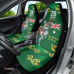 Green Kangaroo and Golden Wattle Personalised Car Seat Cover Happy Australia Day 6 January LT9