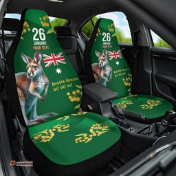 Green Kangaroo and Golden Wattle Personalised Car Seat Cover Happy Australia Day 6 January LT9