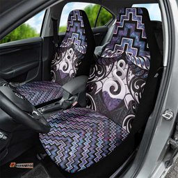 New Zealand Maori Car Seat Cover Poutama Pikorua Purple Paua Shell LT05