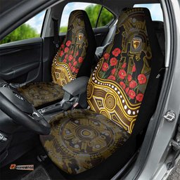 Hawthorn Hawks ANZAC Day Car Seat Cover Indigenous Dot Art with Poppy Flower Tribute TS04