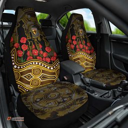 Hawthorn Hawks ANZAC Day Car Seat Cover Indigenous Dot Art with Poppy Flower Tribute TS04