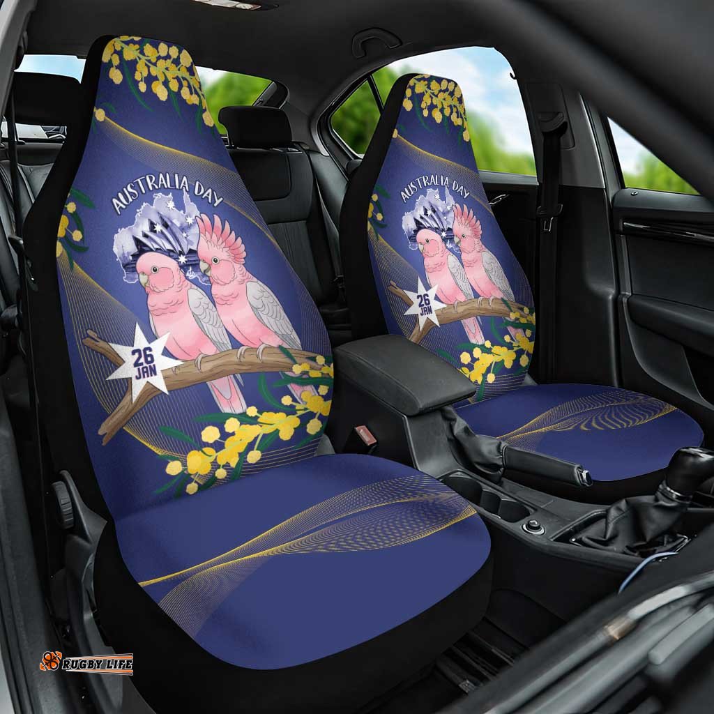 Pink Galah Australia Day Car Seat Cover 26th January Golden Wattle Flag Color LT14