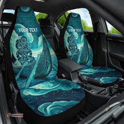 Personalised New Zealand Waitangi Day Car Seat Cover Hei Tiki With Maori Waka - Whakarare Pattern LT14