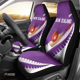 New Zealand Cricket Car Seat Cover Kiwi Birds Haka Dance Purple Fern Sporty Style LT03