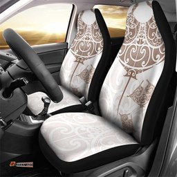 New Zealand Manta Ray Tattoo Car Seat Cover Aotearoa Maori Haehae Beige LT14