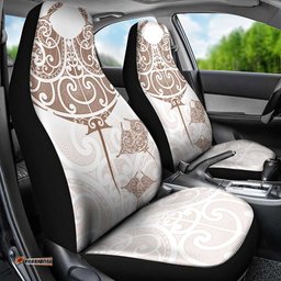 New Zealand Manta Ray Tattoo Car Seat Cover Aotearoa Maori Haehae Beige LT14