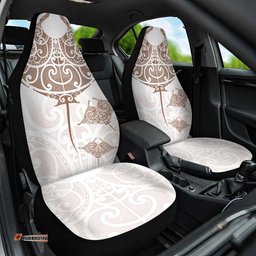 New Zealand Manta Ray Tattoo Car Seat Cover Aotearoa Maori Haehae Beige LT14