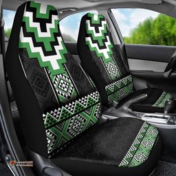 Green Taniko Pattern Aotearoa Car Seat Cover Niho Taniwha Mix Poutama LT14