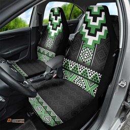 Green Taniko Pattern Aotearoa Car Seat Cover Niho Taniwha Mix Poutama LT14