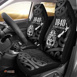 New Zealand 1840 Waitangi Day Car Seat Cover Aotearoa Haka Mask - Black Version LT14