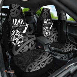 New Zealand 1840 Waitangi Day Car Seat Cover Aotearoa Haka Mask - Black Version LT14