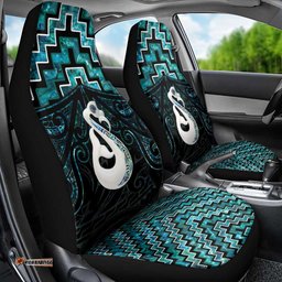 New Zealand Maori Car Seat Cover Poutama Manaia Turquoise Paua Shell LT05