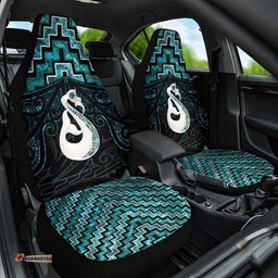 New Zealand Maori Car Seat Cover Poutama Manaia Turquoise Paua Shell LT05
